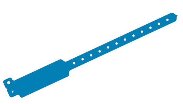 5000 Custom Printed Mid Blue WideFace L Shaped Vinyl Wristbands