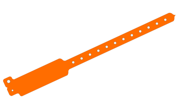 500 Custom Printed Orange WideFace L Shaped Vinyl Wristbands