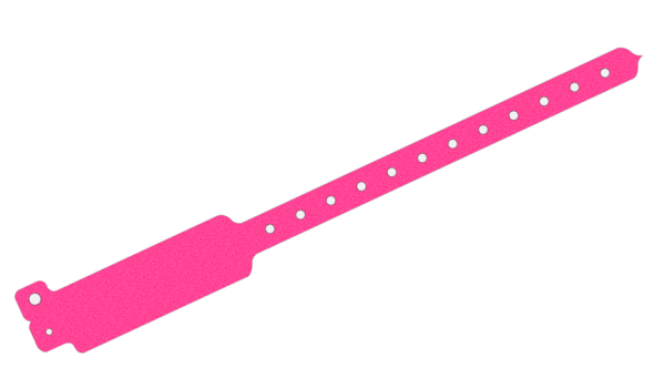 500 Custom Printed Pink Glitter WideFace L Shaped Vinyl Wristbands
