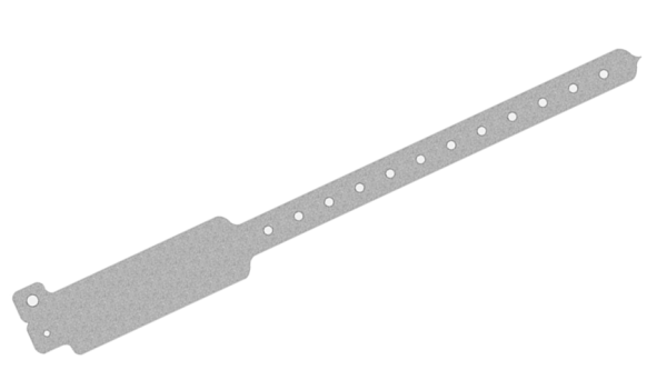 200 Custom Printed Silver Glitter WideFace L Shaped Vinyl Wristbands