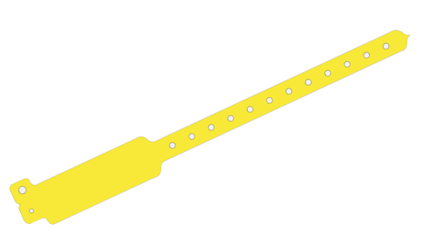 1000 Custom Printed Yellow WideFace L Shaped Vinyl Wristbands