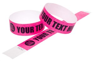 5000 Custom Printed Neon Pink Tyvek Wristbands With Variable Data