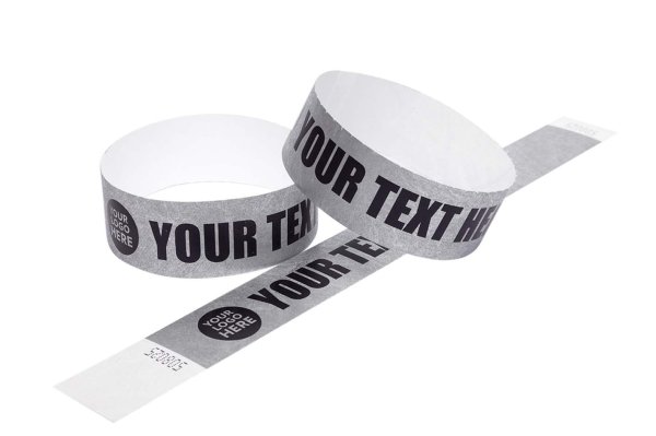 5000 Custom Printed Silver Tyvek Wristbands With Variable Data