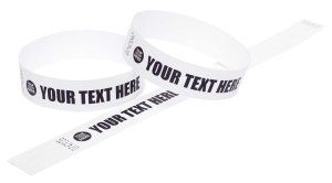 5000 Premium Custom Printed White Tyvek Wristbands 3/4″ - Black Only