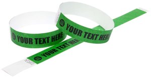 5000 Premium Custom Printed Green Tyvek Wristbands 3/4″ - Black Only