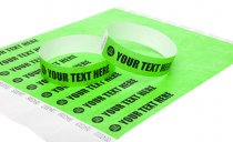 100 Premium Custom Printed Neon Green Tyvek Wristbands 3/4"