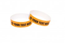 100 Premium Custom Printed Neon Orange Tyvek Wristbands 3/4"
