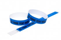 100 Premium Custom Printed Blue Tyvek Wristbands 3/4″