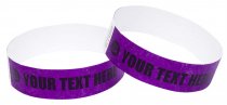 100 Premium Custom Printed Purple Tyvek Wristbands 3/4"