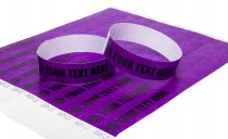 100 Premium Custom Printed Purple Tyvek Wristbands 3/4"