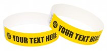 100 Premium Custom Printed Yellow Tyvek Wristbands 3/4"