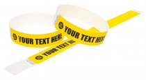 100 Premium Custom Printed Yellow Tyvek Wristbands 3/4"