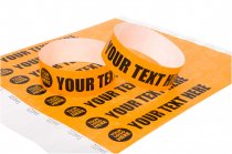 100 Premium Custom Printed Neon Orange Tyvek Wristbands