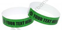 100 Premium Custom Printed Dark Green Tyvek Wristbands 3/4"