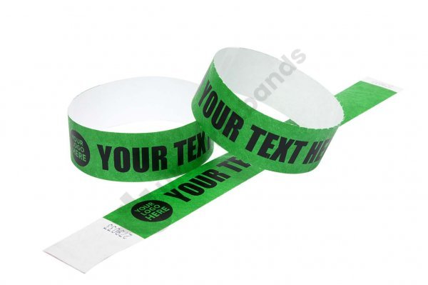 100 Premium Custom Printed Dark Green Tyvek Wristbands