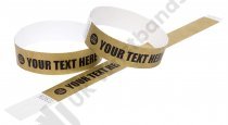 100 Premium Custom Printed Gold Tyvek Wristbands 3/4″