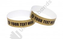 100 Premium Custom Printed Gold Tyvek Wristbands 3/4"