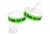 100 Premium Custom Printed Neon Green Tyvek Wristbands 3/4"