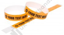 100 Premium Custom Printed Neon Orange Tyvek Wristbands 3/4"