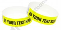 100 Premium Custom Printed Neon Yellow Tyvek Wristbands 3/4"