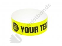 100 Premium Custom Printed Neon Yellow Tyvek Wristbands
