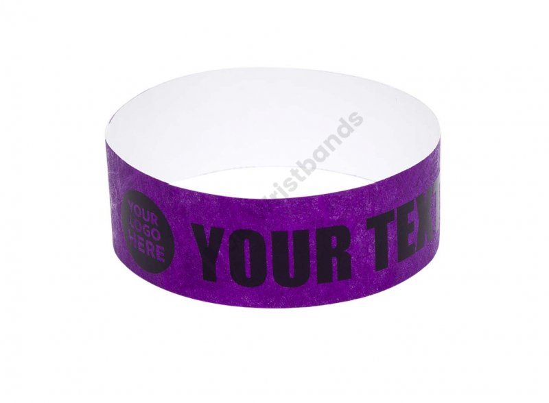 100 Premium Custom Printed Purple Tyvek Wristbands