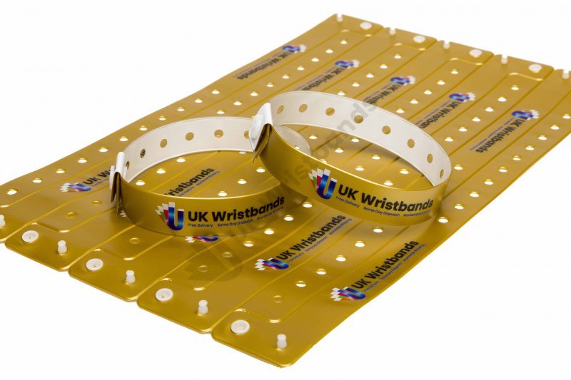 1000 Custom printed Gold L Shaped Wristbands