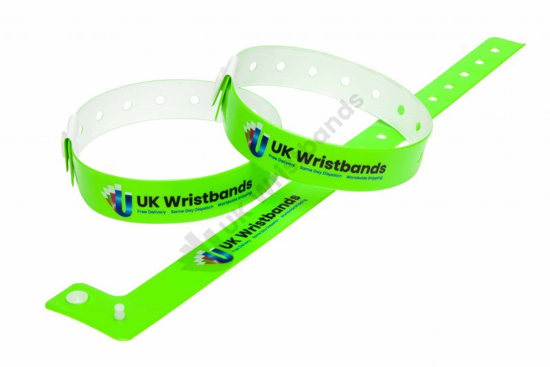 50 Custom printed Neon Green L Shaped Wristbands