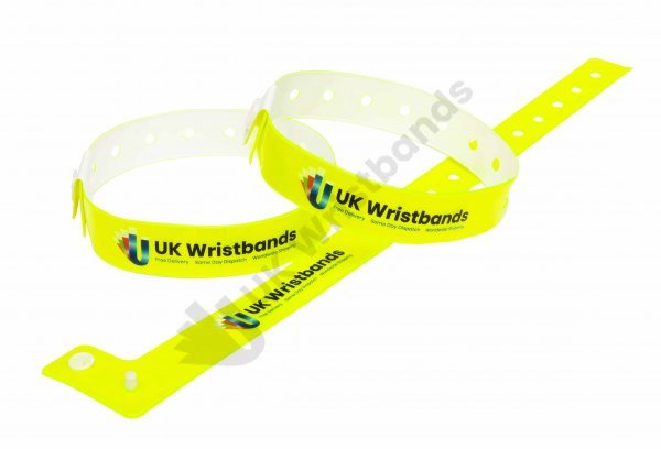 50 Custom printed Neon Yellow L Shaped Wristbands