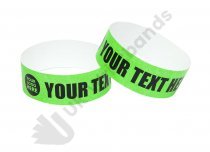 100 Premium Custom Printed Neon Green Tyvek Wristbands
