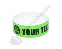 100 Premium Custom Printed Neon Green Tyvek Wristbands
