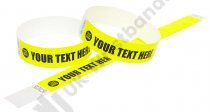 100 Premium Custom Printed Neon Yellow Tyvek Wristbands 3/4"