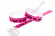 100 Premium Custom Printed Neon Pink Tyvek Wristbands 3/4″