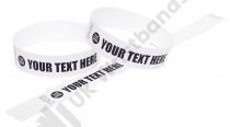 100 Premium Custom Printed White Tyvek Wristbands 3/4″