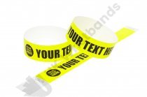 100 Premium Custom Printed Neon Yellow Tyvek Wristbands