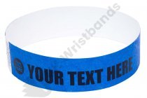 100 Premium Custom Printed Blue Tyvek Wristbands