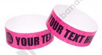 100 Premium Custom Printed Neon Pink Tyvek Wristbands